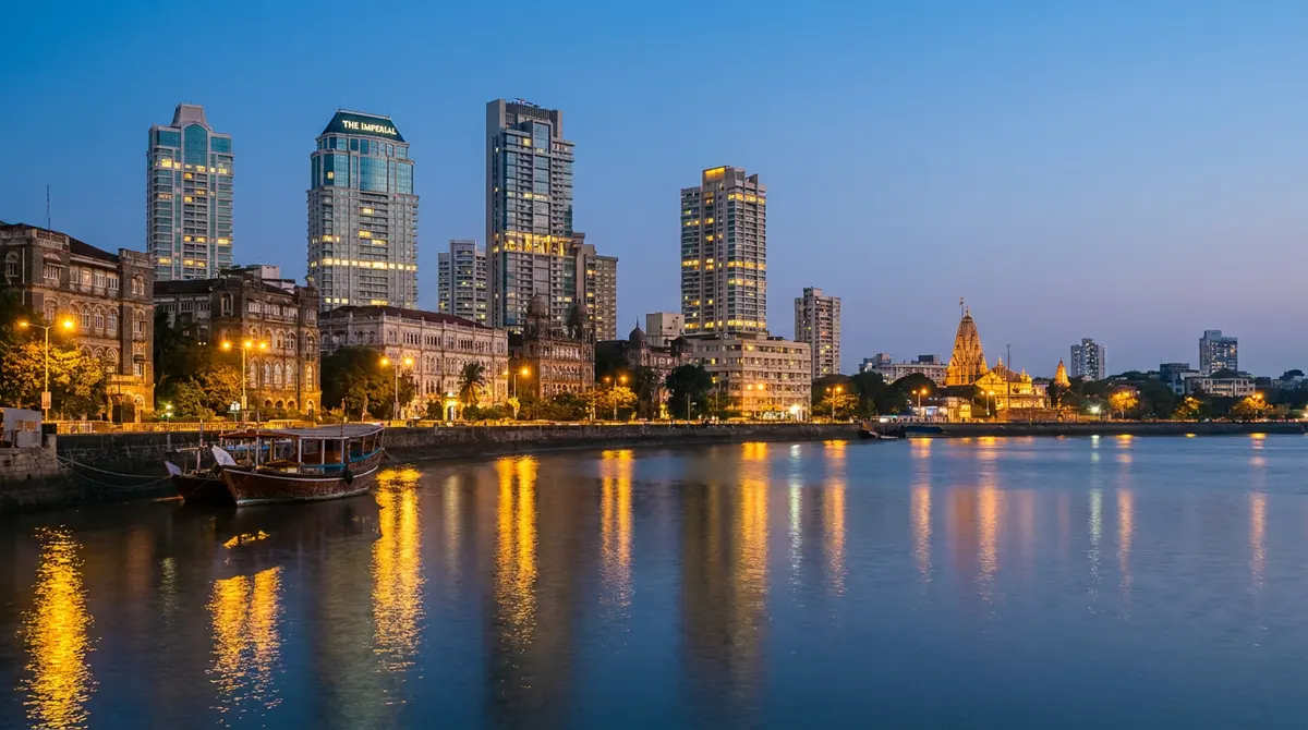 Illustrative image of an Indian city skyline at dusk