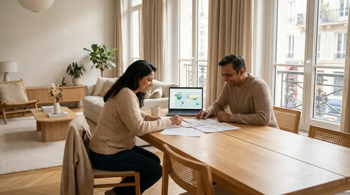 Illustrative image of an Indian family reviewing property documents