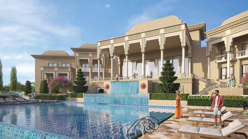 Developer’s visualisation of outdoor pool at The Sarayu