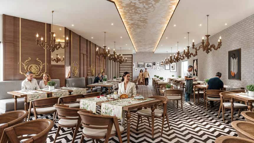 Developer’s visualisation of restaurant at The Sarayu